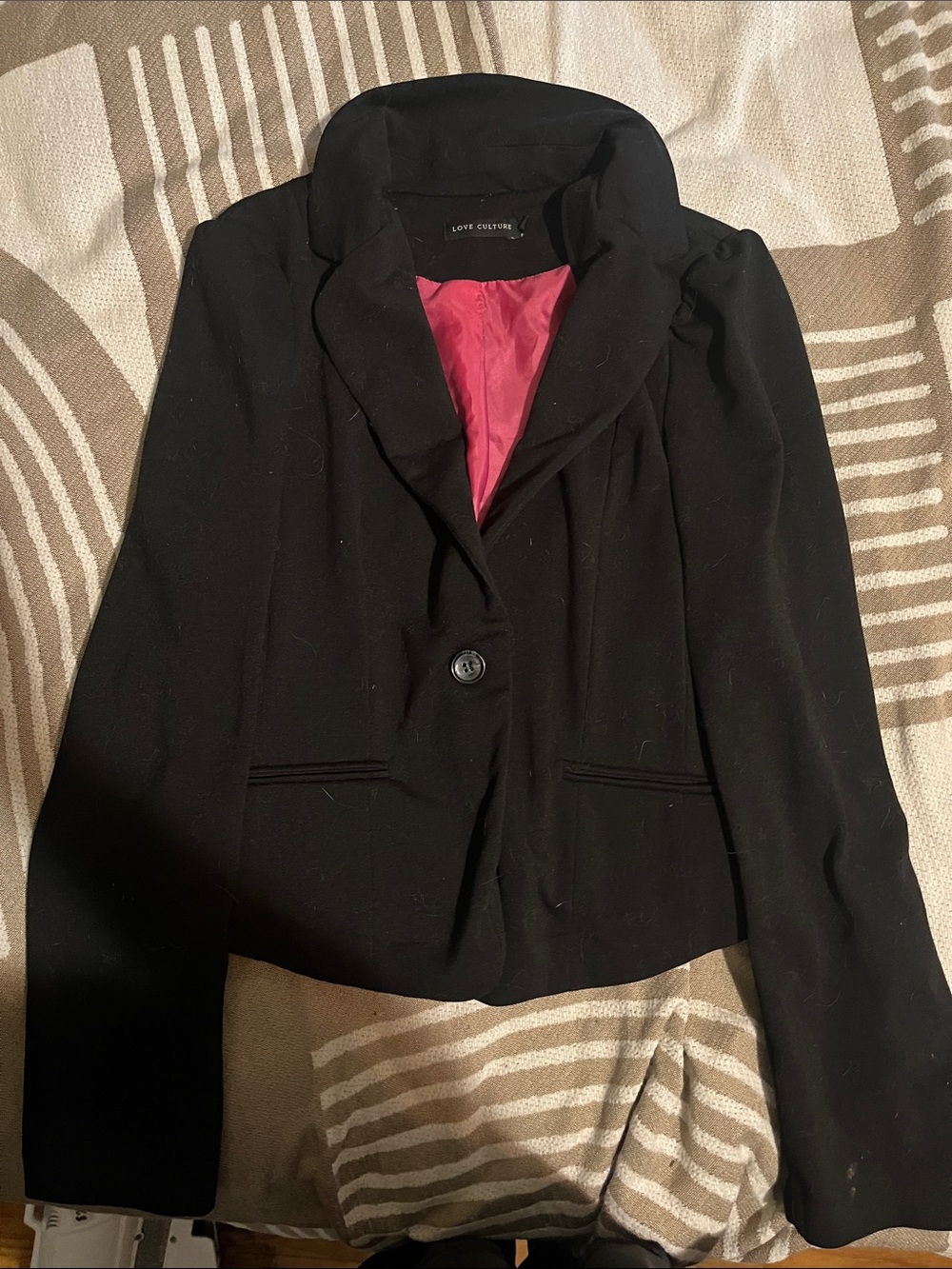 Love Culture Black Blazer with Pink Lining